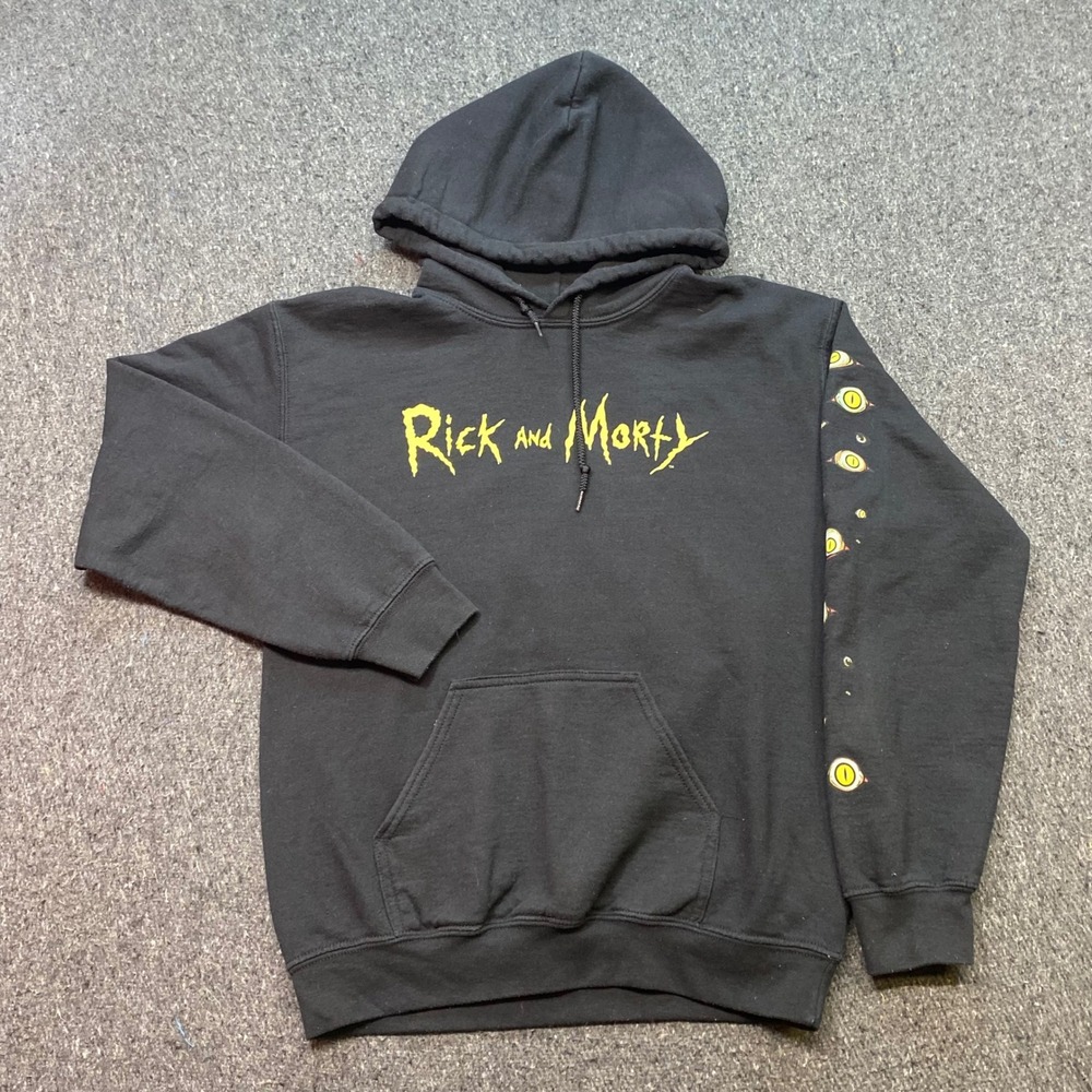 Rick and Morty Hoodie Sz S Adult Swim Graphic Psychedelic Back Print Skater